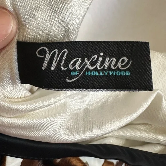 Maxine of Hollywood Ruffle Top One Piece Black & Brown Swimsuit size L/XL - Picture 3 of 10